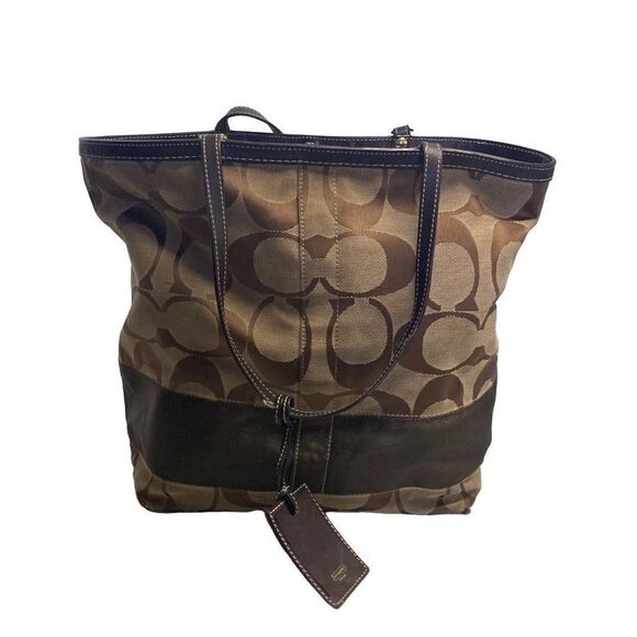 COACH Canvas Signature Logo Bag Brown With Dust Bag 10125‎ - Picture 3 of 14